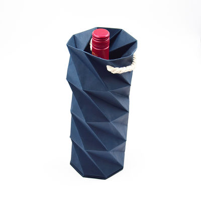 comprare Customized Handmade Creative Folding Kraft Paper Wine Gift Box Flat Packing with Handle online manufacture