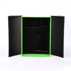 il nero della doppia porta e contenitore di regalo di lusso del cartone di cuoio verde dell'unità di elaborazione con l'inserzione su misura della spugna del ritaglio