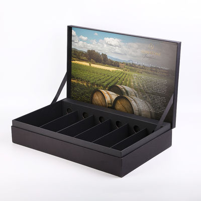 comprare Carta nera rigida di Tailered con il contenitore d'imballaggio di vino della bottiglia di struttura 6 con l'inserzione del cartone online manufacture