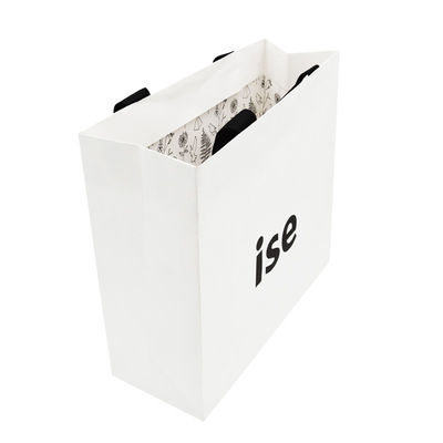 comprare Sacchetto della spesa di carta di lusso amichevole di Eco 200gram C2S dei lati di Crepack due con la maniglia di seta del nastro online manufacture