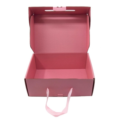 Cmyk che stampa rosa di carta su ordinazione Shoeboxes del cartone dei sacchetti della spesa con il nastro