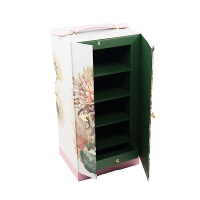 Scatola regalo di lusso con design personalizzato ed elegante a doppia apertura con manico in pelle