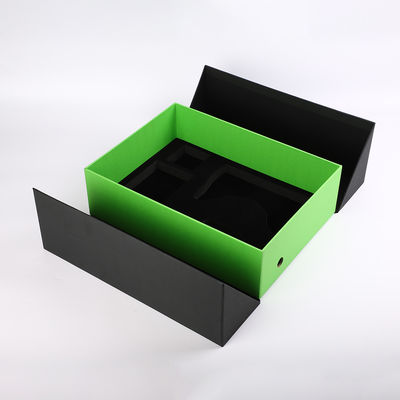 Spugna del ritaglio su misura cartone verde nero di lusso del cuoio dell'unità di elaborazione dei contenitori di regalo della doppia porta