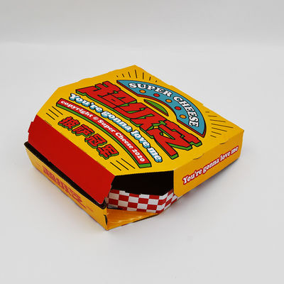 La scatola della consegna della pizza e flauto ha ondulato l'abitudine di Cmyk del contenitore di pizza ha stampato la scatola adattata della consegna del foold