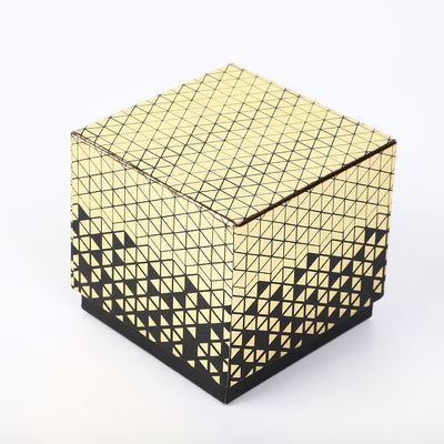 Scatola per orologi in pelle personalizzata in lamina d'oro Due pezzi di carta rigida con cuscino avvolto nero